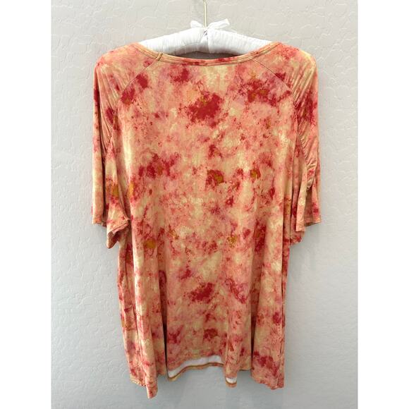 LOGO by Lori Goldstein | Pink Tie Dye Tunic Top Short Sleeve Soft | XL - Picture 5 of 7